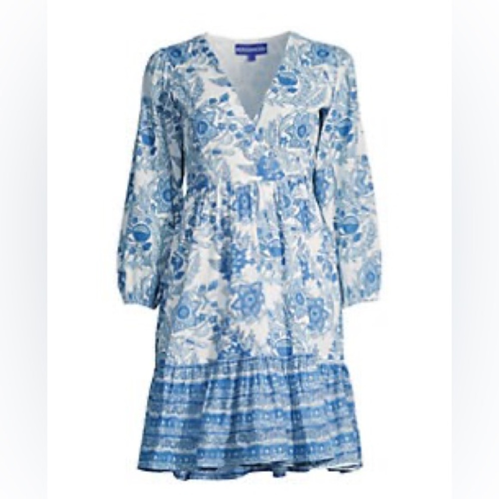 Drew Floral Surplice Minidress Ros Garden